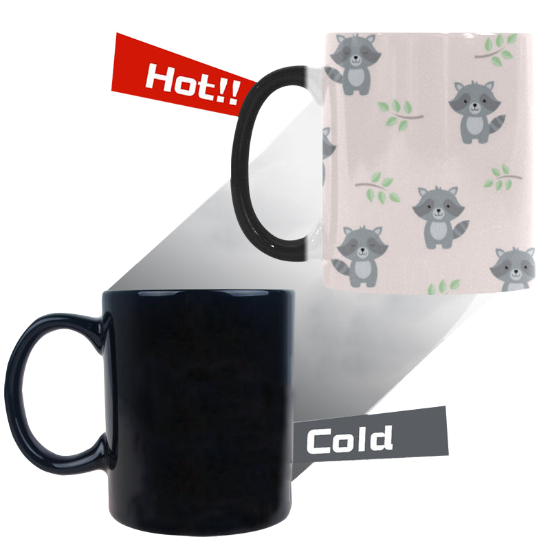 cute raccoons leaves pattern Morphing Mug Heat Changing Mug