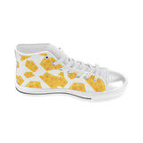 Cheese slice pattern Women's High Top Canvas Shoes White