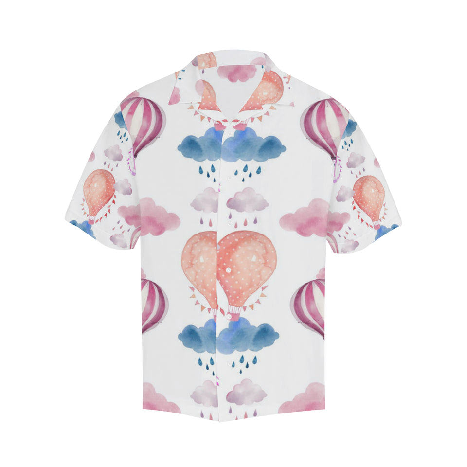 Watercolor air balloon cloud pattern Men's All Over Print Hawaiian Shirt