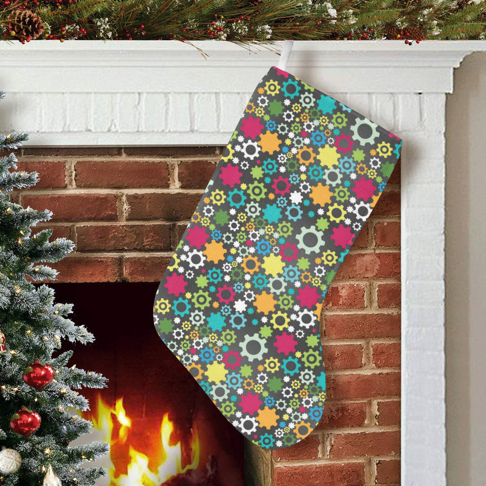 Gear Pattern Print Design 03 Christmas Stocking