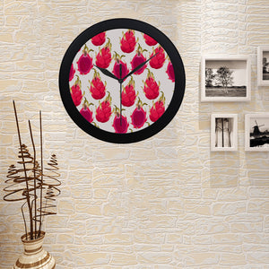dragon fruits design pattern Elegant Black Wall Clock