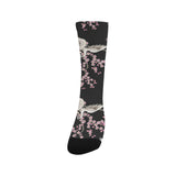 Japanese crane pink sakura pattern Crew Socks