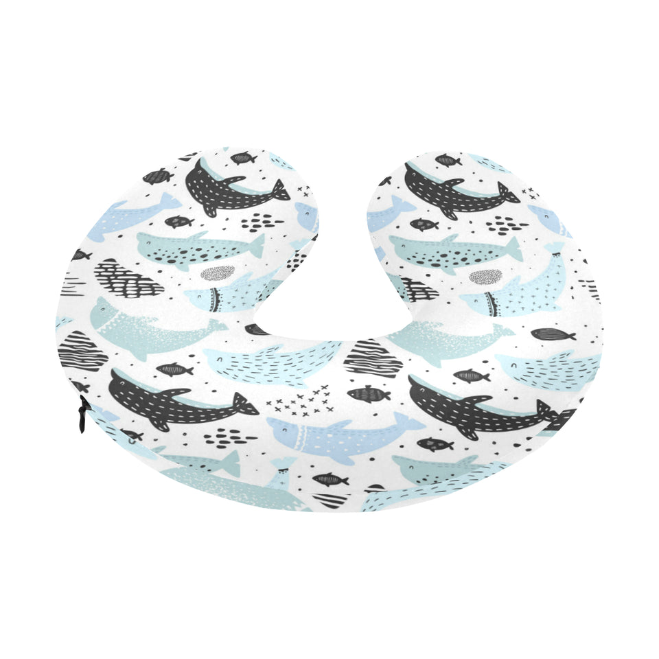 Cute dolphins Childish Style pattern U-Shaped Travel Neck Pillow