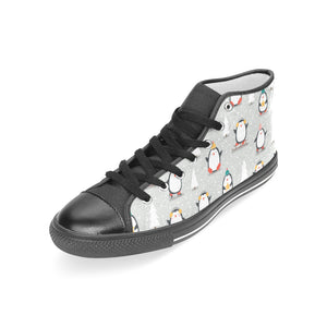 Cute Penguin christmas pattern Women's High Top Canvas Shoes Black