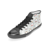 Cute Penguin christmas pattern Women's High Top Canvas Shoes Black