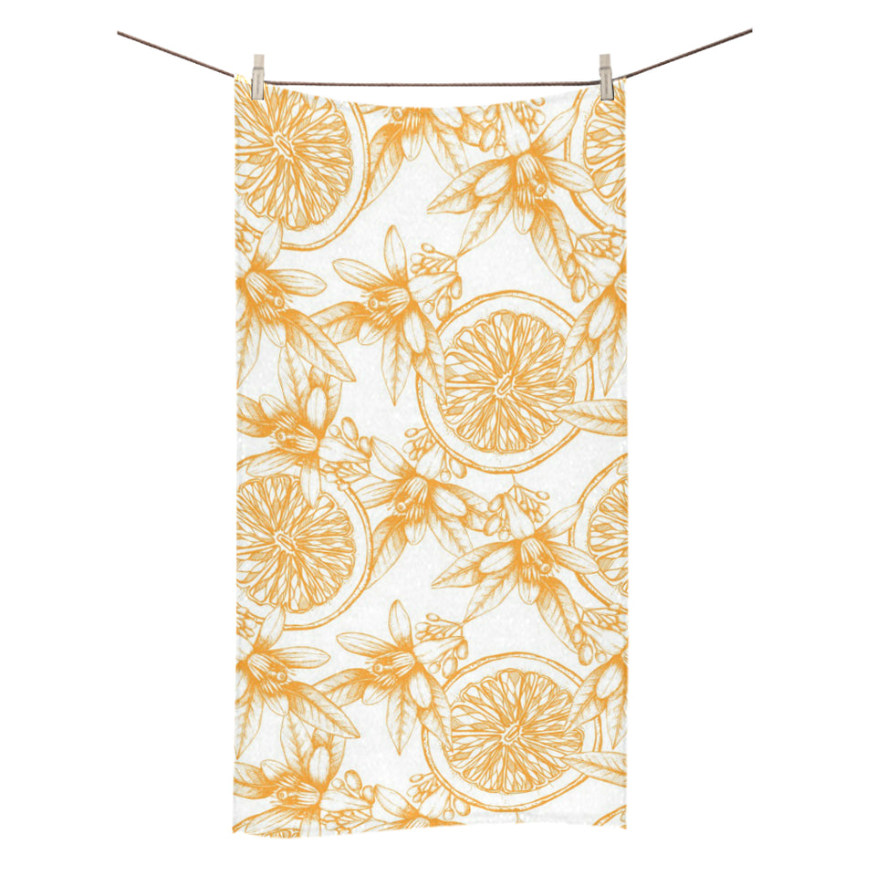 hand drawn orange fruit pattern Bath Towel