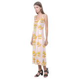 Cute shiba inu dog pattern V-Neck Open Fork Long Dress
