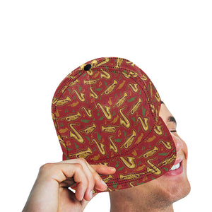 Saxophone cornet pattern red background All Over Print Snapback Cap