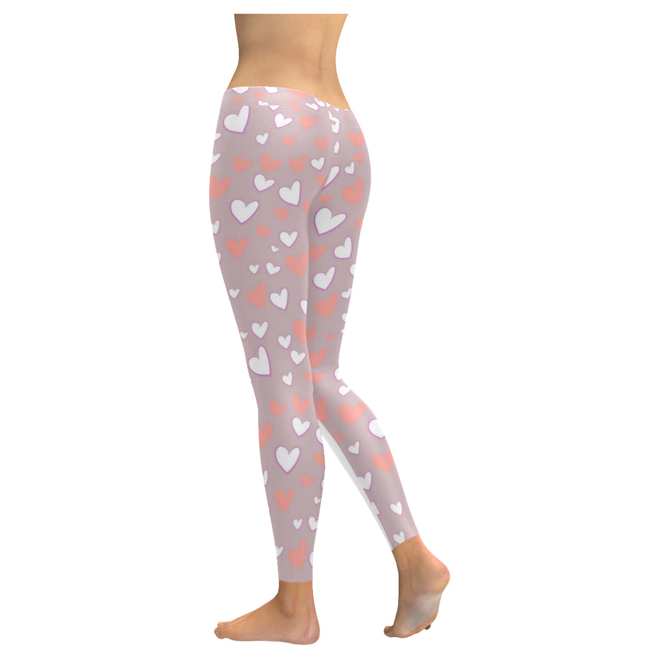 coral white heart pattern Women's Legging Fulfilled In US