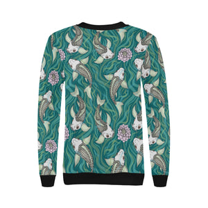 Koi Fish Carp Fish lotus pattern Women's Crew Neck Sweatshirt