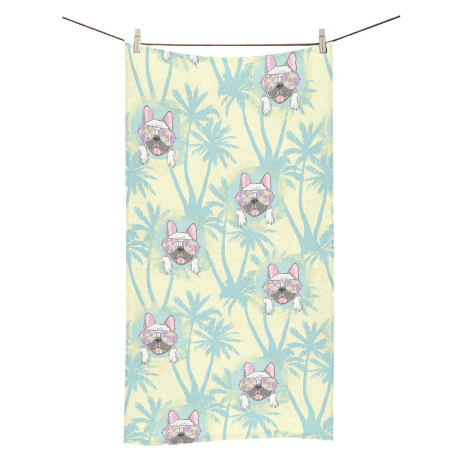 French bulldog hawaii blackground Bath Towel