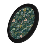 dinosaurs tropical leaves flower pattern Elegant Black Wall Clock