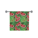 Watermelons tropical palm leaves pattern backgroun Bath Towel