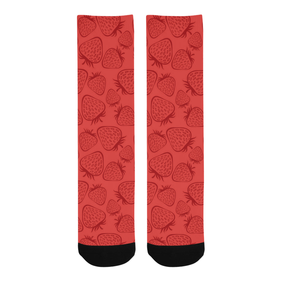 strawberry pattern red background Crew Socks