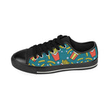 French fries red paper box pattern Men's Low Top Canvas Shoes Black