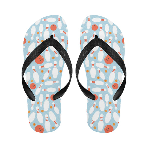 Bowling ball bowling pins blue blackground Unisex Flip Flops