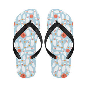 Bowling ball bowling pins blue blackground Unisex Flip Flops