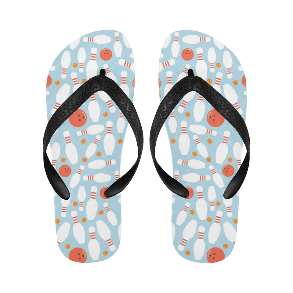 Bowling ball bowling pins blue blackground Unisex Flip Flops