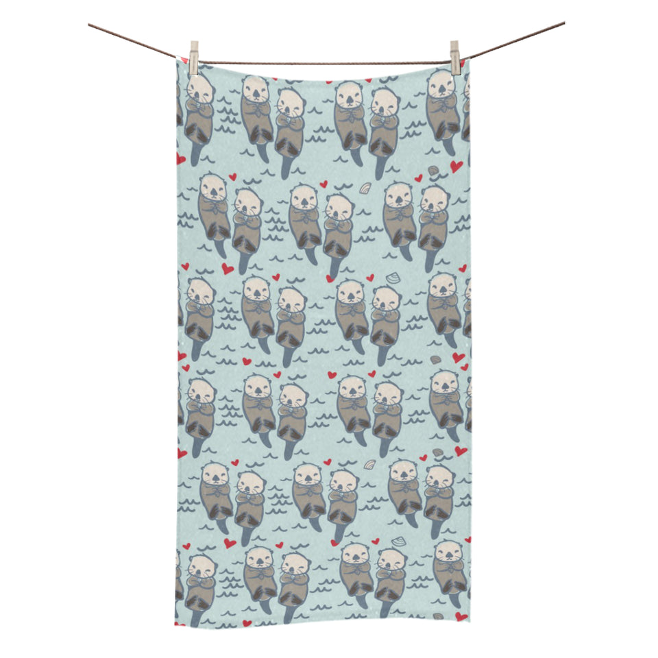 Lovely Sea Otter Pattern Bath Towel