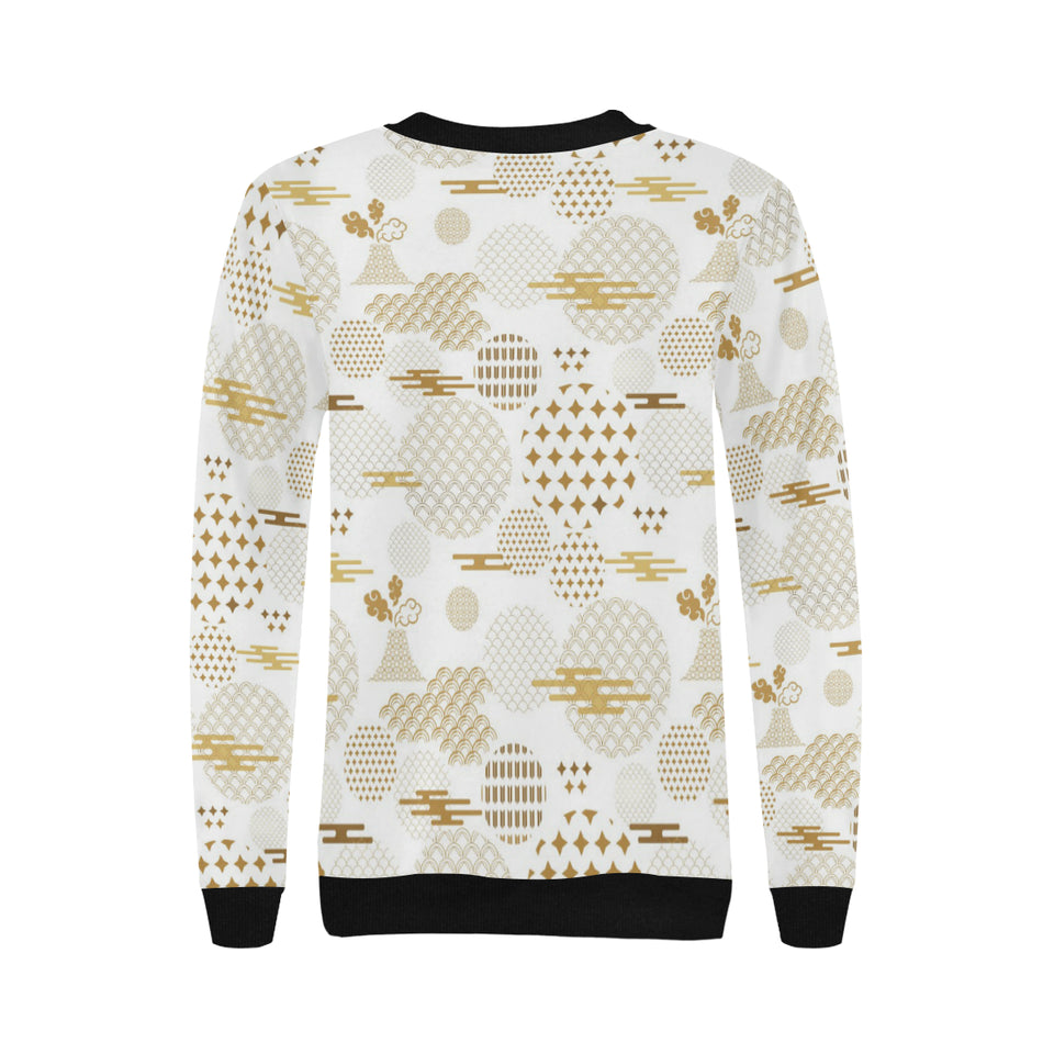 Beautiful gold japanese pattern Women's Crew Neck Sweatshirt