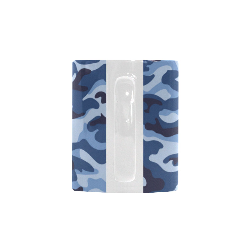 Blue camouflage pattern Classical White Mug (Fulfilled In US)