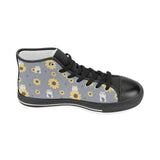 Cute hamster sunflower pattern background Women's High Top Canvas Shoes Black
