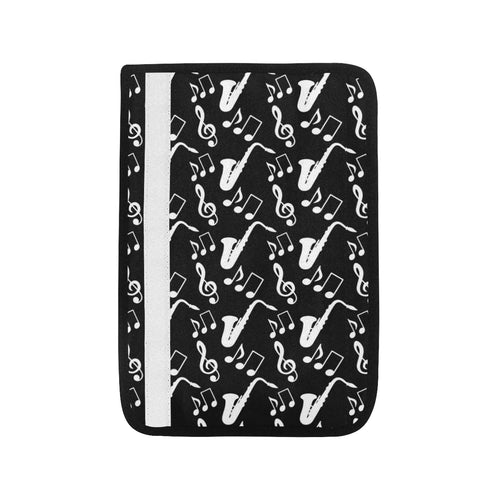 Saxophone music notes treble clef black white them Car Seat Belt Cover