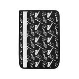 Saxophone music notes treble clef black white them Car Seat Belt Cover