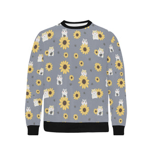 Cute hamster sunflower pattern background Men's Crew Neck Sweatshirt