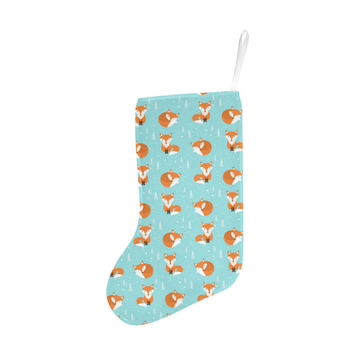 Fox pattern blue b ackground Christmas Stocking