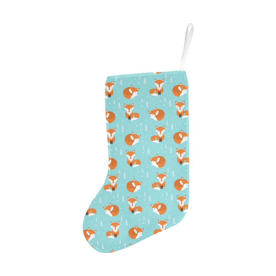 Fox pattern blue b ackground Christmas Stocking