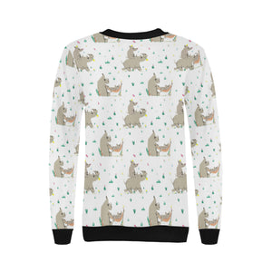 Cute Rhino pattern background Women's Crew Neck Sweatshirt