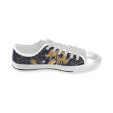 Gold dragon pattern Men's Low Top Shoes White