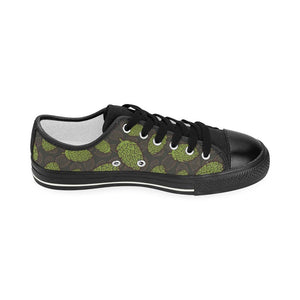 Hop pattern black background Kids' Boys' Girls' Low Top Canvas Shoes Black