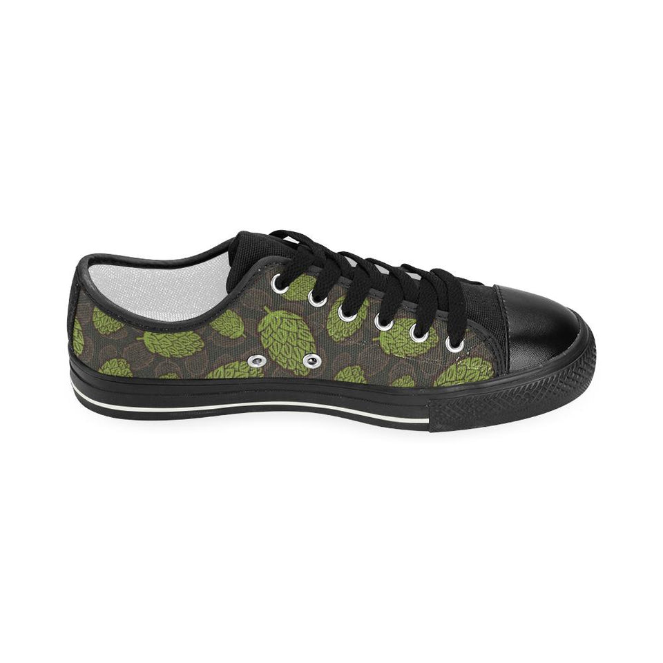 Hop pattern black background Kids' Boys' Girls' Low Top Canvas Shoes Black