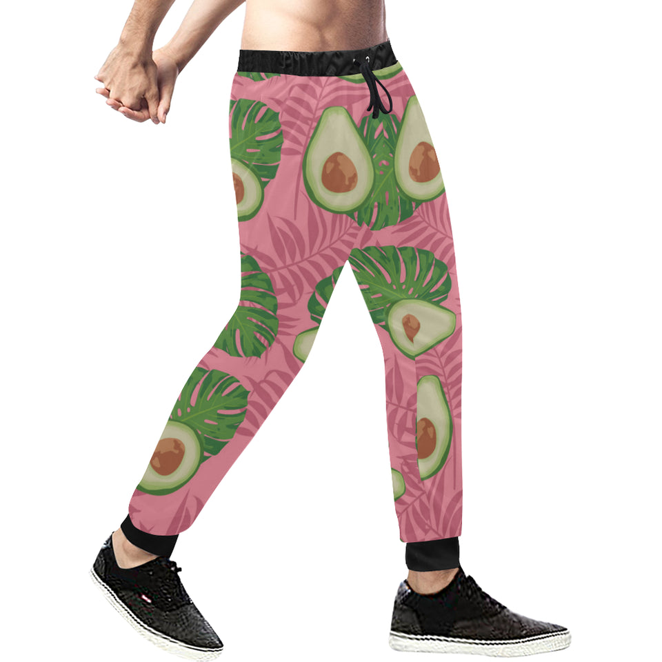 Avocado slices leaves pink back ground Unisex Casual Sweatpants