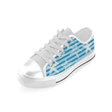 Starfish blue blackground Men's Low Top Shoes White