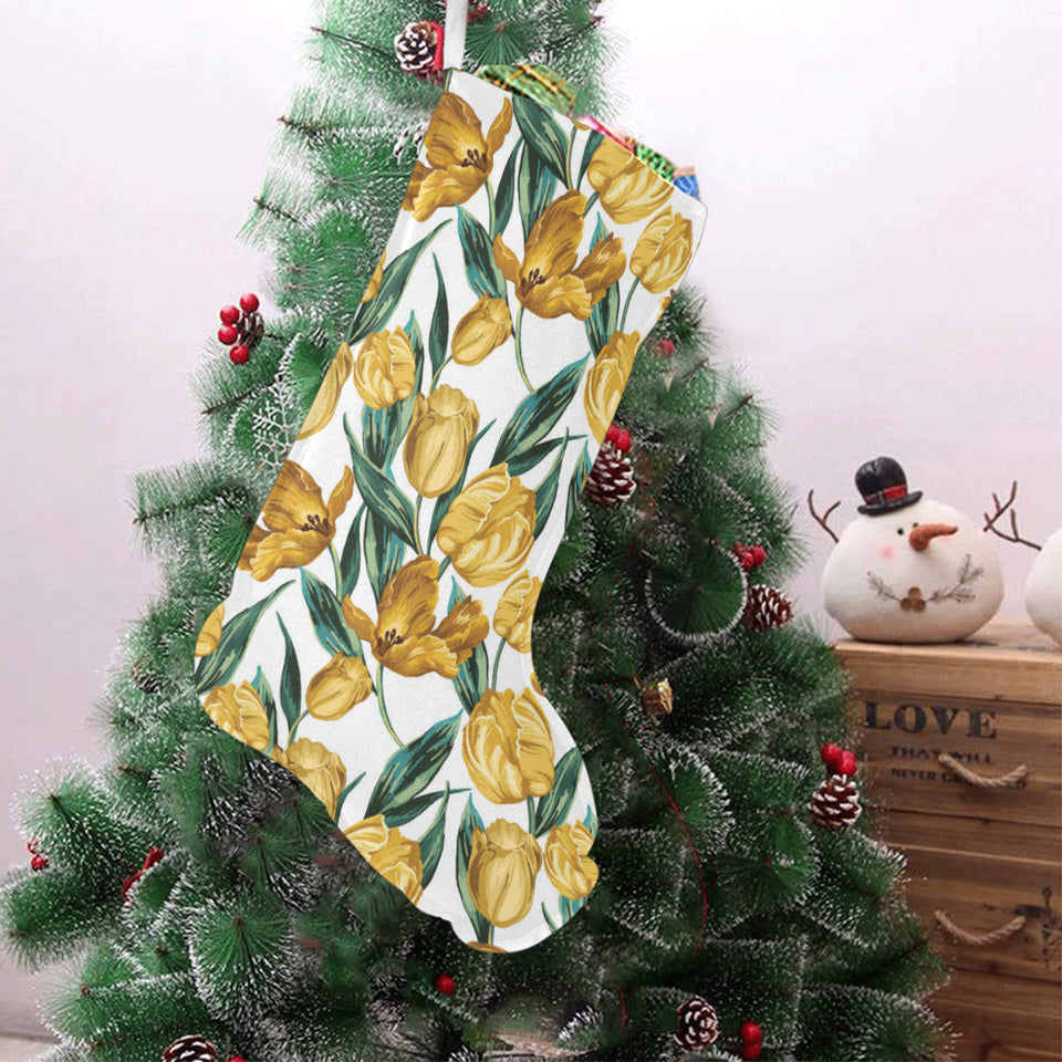 yellow tulips pattern Christmas Stocking
