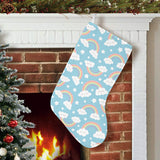 Cute rainbow clound star pattern blue background Christmas Stocking