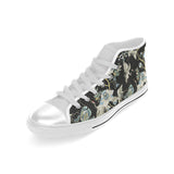 Japanese crane ornament elements Men's High Top Canvas Shoes White