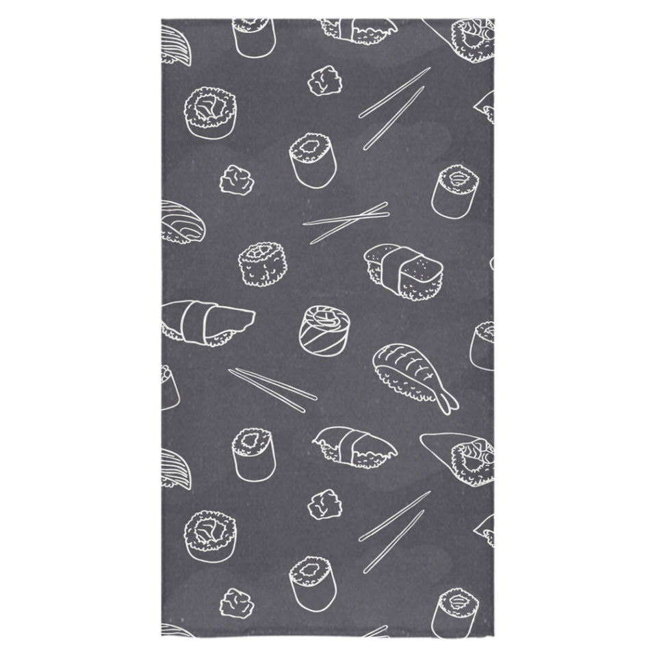 sushi pattern black background Bath Towel
