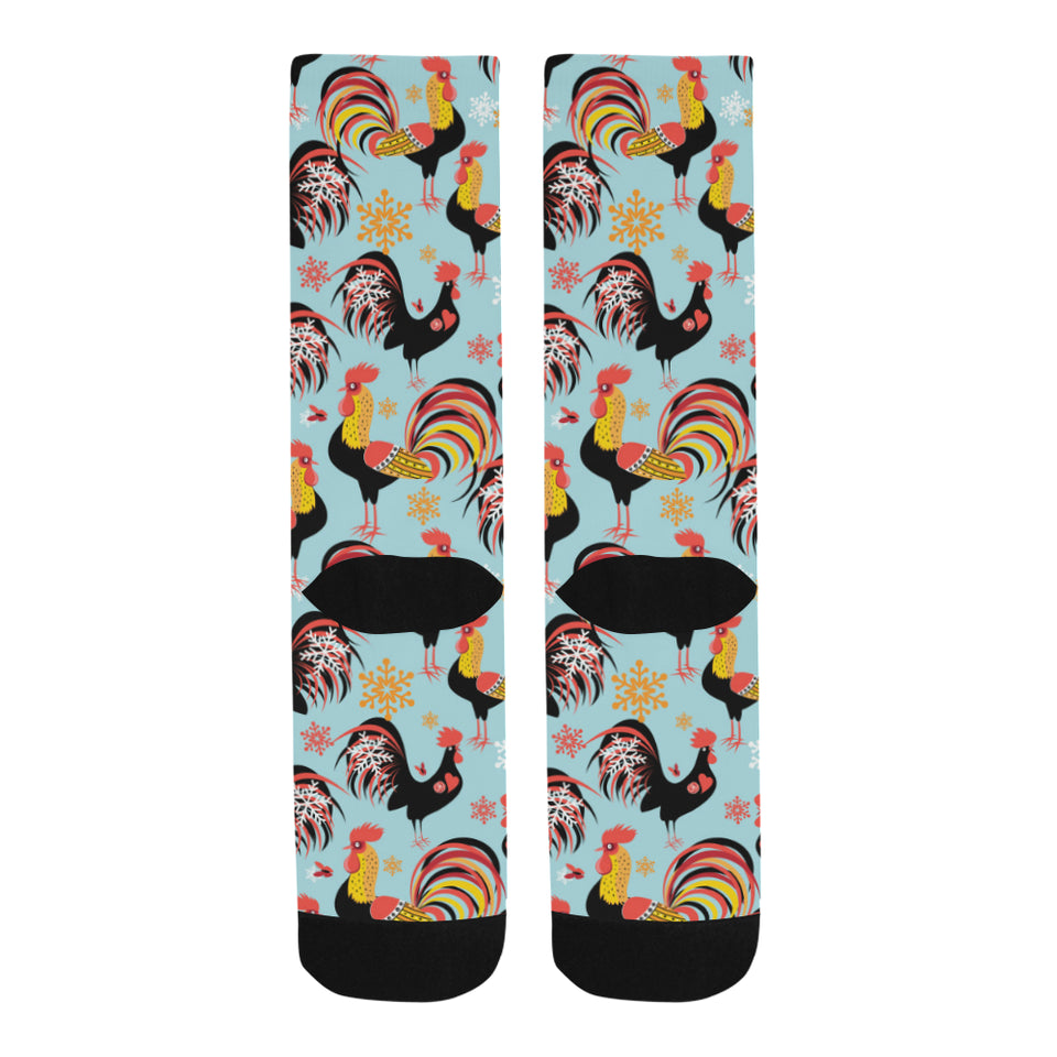 Rooster chicken cock snowfalke Crew Socks