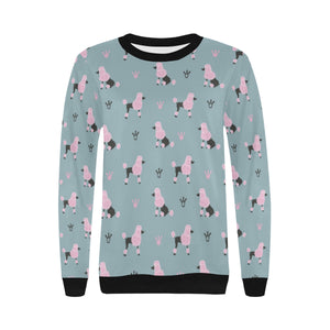 poodle dog pattern Women's Crew Neck Sweatshirt