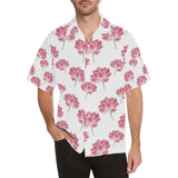 Pink lotus waterlily pattern Men's All Over Print Hawaiian Shirt