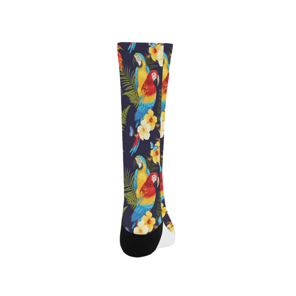 Colorful parrot flower pattern Crew Socks