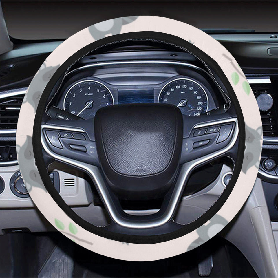cute raccoons leaves pattern Car Steering Wheel Cover