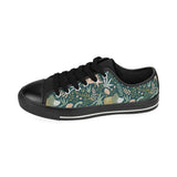 dinosaurs tropical leaves flower pattern Men's Low Top Canvas Shoes Black