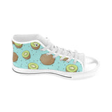 Kiwi blue background Men's High Top Canvas Shoes White