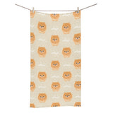 Cute brown pomeranian puppy on blue Bath Towel