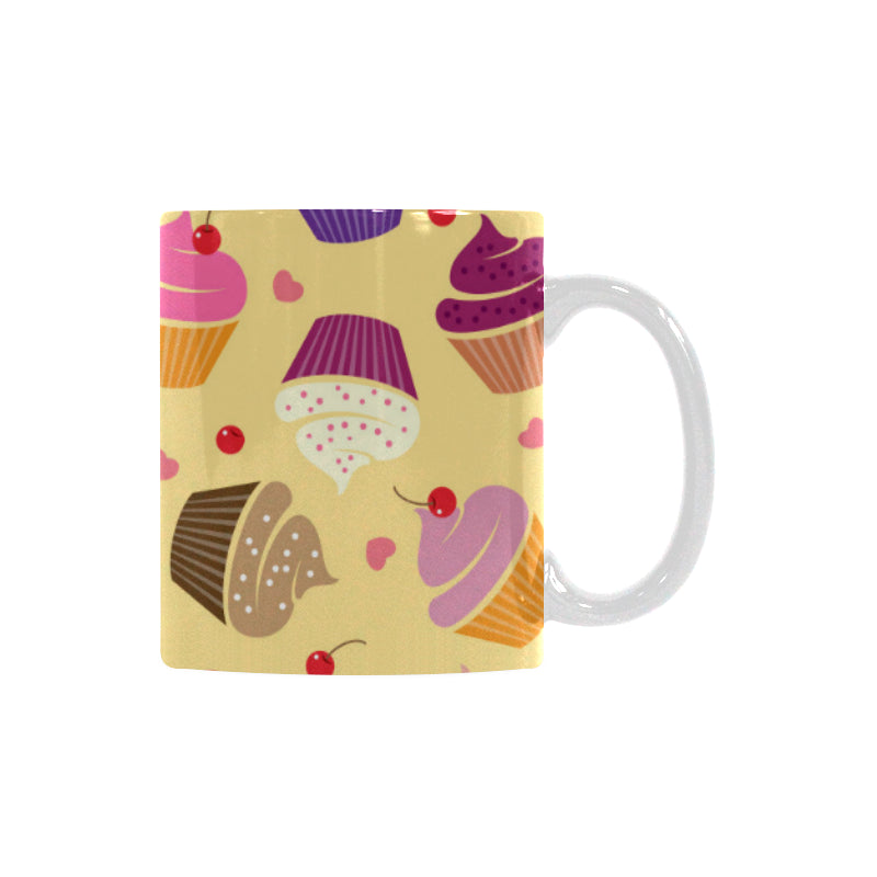 cake cupcake heart cherry pattern Classical White Mug (Fulfilled In US)